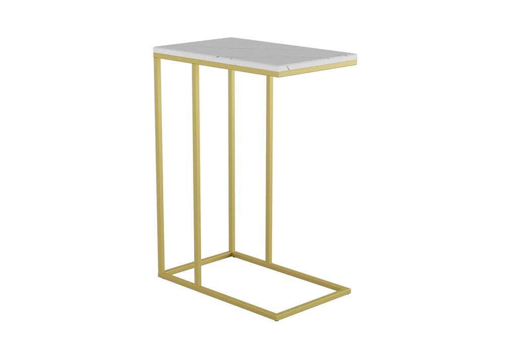 Стол придиванный Агами Голд белый мрамор
