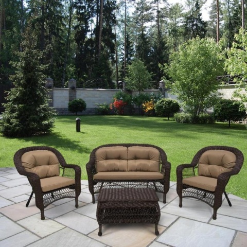 Плетеный комплект для отдыха LV-520BB Вrown/Beige