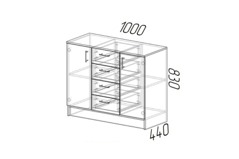 Комод К1000-2Д ясень шимо