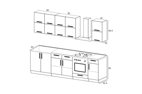 Кухня Констанция 2.0 / 900 м компоновка №4 дымчатый