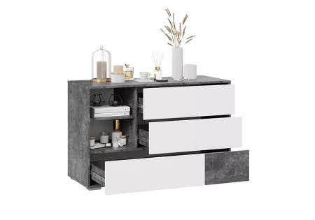 Комод Монтерей-2 цемент темный / белый