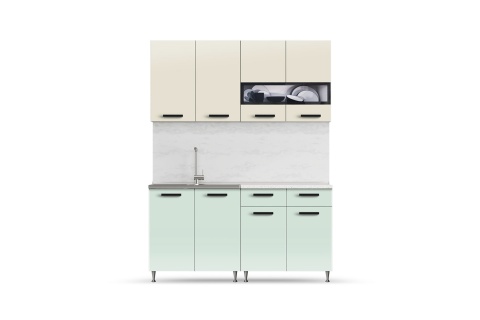 Кухня Рио-2 1.6м бежевый / мята