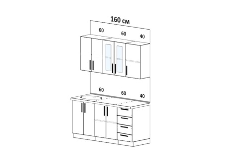 Кухня Агава 1.6 м акация белая