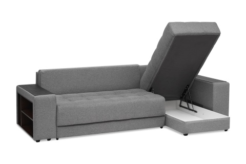 Диван угловой еврокнижка Рон 2.0 XL рогожка серая