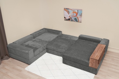 Диван п-образный пантограф Рон MODOOL XL с баром серый