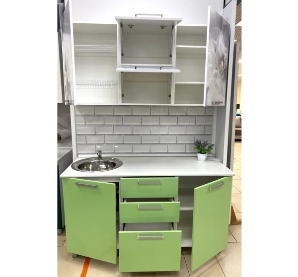 Готовая кухня Бьянка 1.5 м, зеленая
