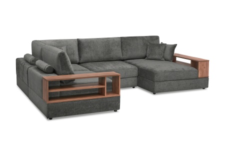 Диван п-образный пантограф Рон MODOOL XL с барами серый