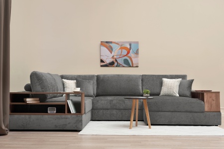 Диван п-образный пантограф Рон MODOOL XL с барами серый