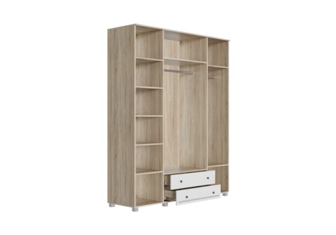 Шкаф 4-створчатый Мадлен дуб сонома светлый / ясень белый эмаль / серебро