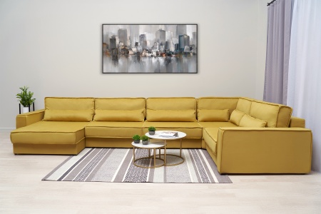 Диван п-образный тик-так Сохо горчичный