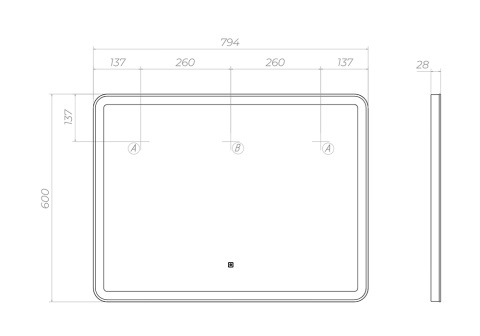 Зеркало Flam classic 80
