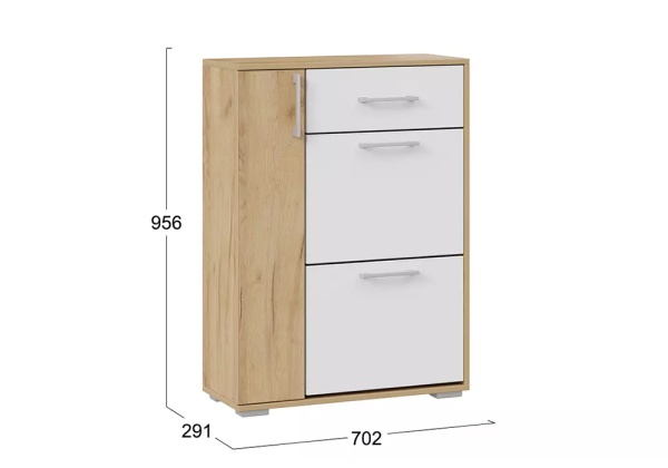 Тумба для обуви Ханна дуб крафт золотой / белый ясень