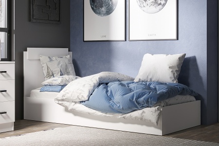 Кровать односпальная Эко белый гладкий
