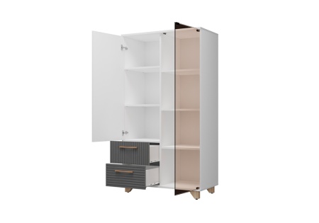 Шкаф-витрина Копенгаген белый / серый крафт
