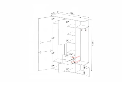 Прихожая Диана дуб сонома / белый   