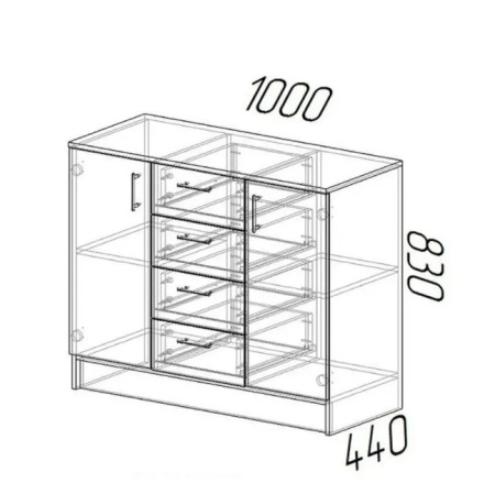 Комод К1000-2Д, белый