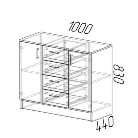 Комод К1000-2Д, белый