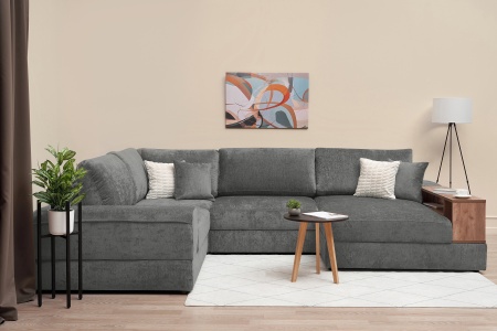 Диван п-образный пантограф Рон MODOOL XL с баром серый